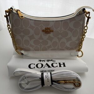 Coach Teri Cream and Gold Shoulder Bag